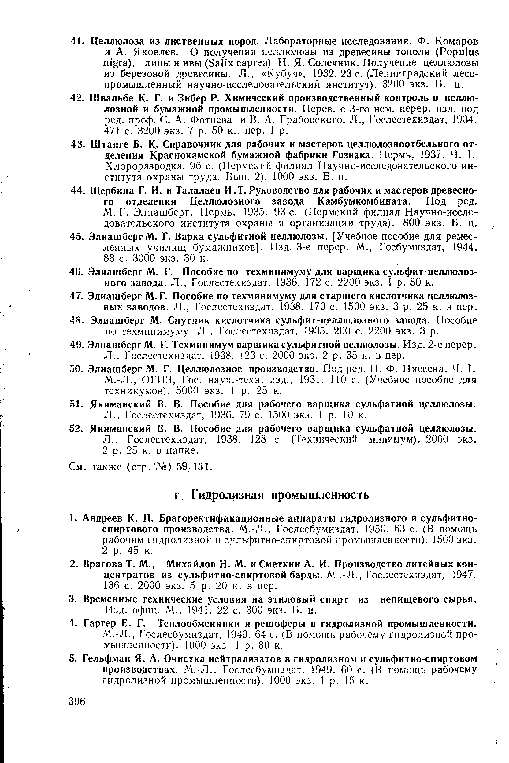 Гослесбумиздат, 1949. 64 с. (В помощь рабочему гидролизной промышленности). 1000 экз. 1 р. 80 к.