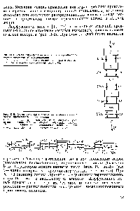 Рис. II-5. Схема структуры потока по <a href="/info/41637">комбинированной модели</a> продольного перемешивания 
