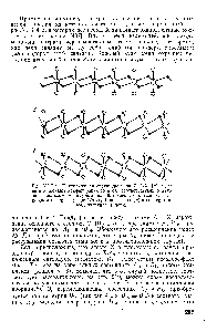 Рис. VII 1.4. Неискаженная <a href="/info/143862">структура цепи</a> СиАгХг (а) и две ее <a href="/info/742797">искаженные конфигурации</a> (б и в), соответствующие двум эквивалентным минимумам адиабатического потенциала на каждом центре (псевдоэффекту Яна —Теллера) и <a href="/info/91539">кооперативным явлениям</a> в цепи.