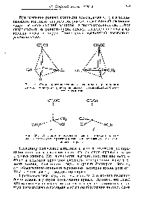 Рис. 19. Схема <a href="/info/761446">пространственного расположения</a> радикалов и атомов в молекулах правовращаюшего и левовращающего амиловых спиртов.