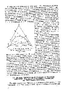 Рис. 1-12. <a href="/info/1757501">Изображение составов</a> смесей на <a href="/info/7859">треугольной диаграмме</a>. ---хорда равновесия.