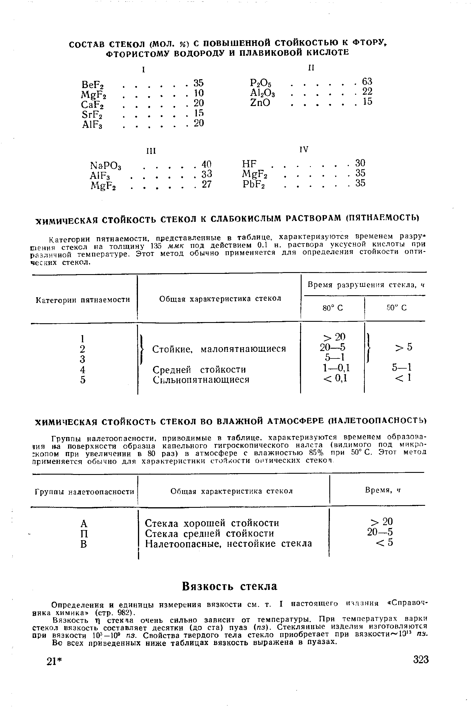 Определения и единицы измерения вязкости см. т. I настоящего издания Справочника химика (стр. 982).