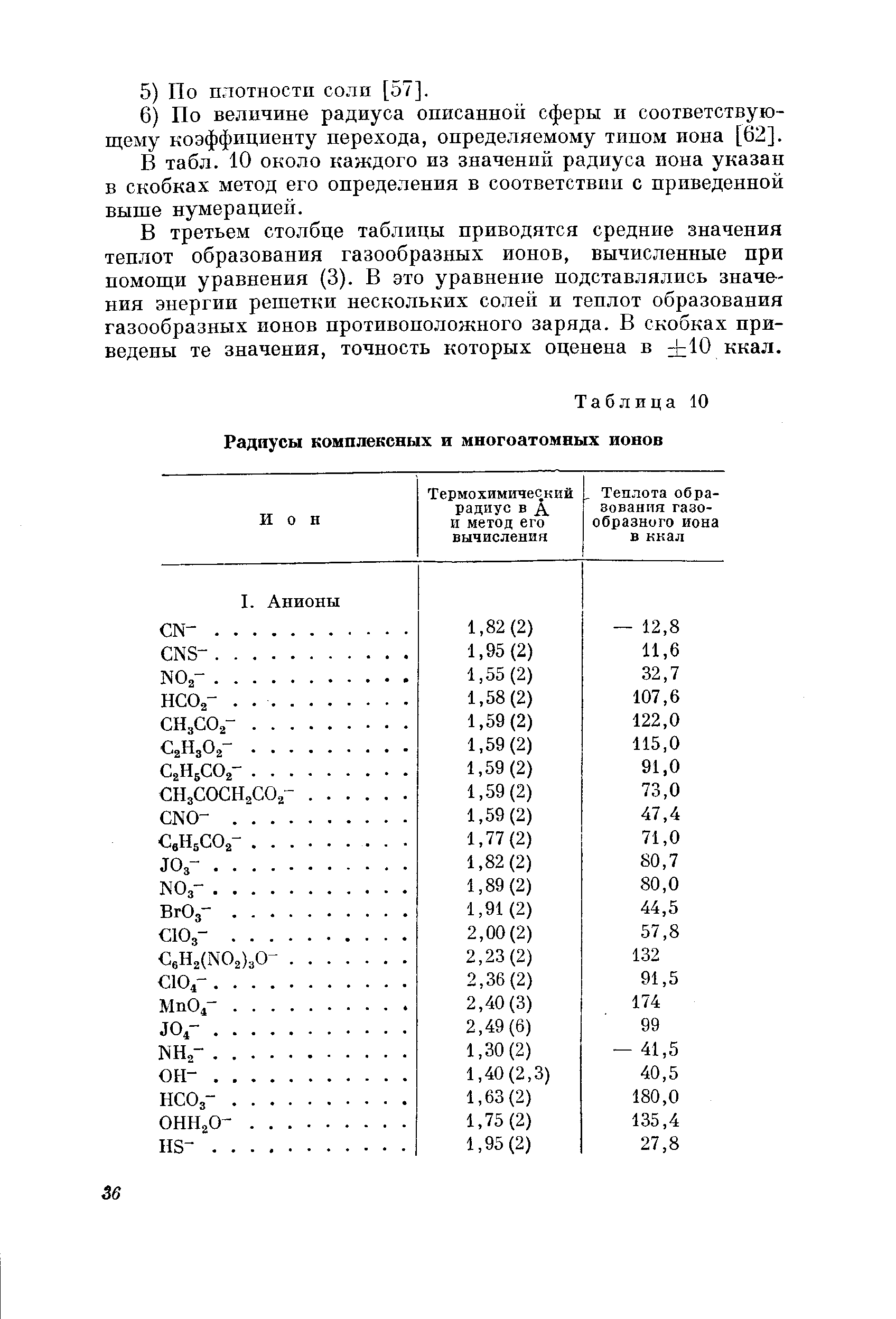 В табл. 10 около каждого из значений радиуса нона указан в скобках метод его определения в соответствии с приведенной выше нумерацией.
