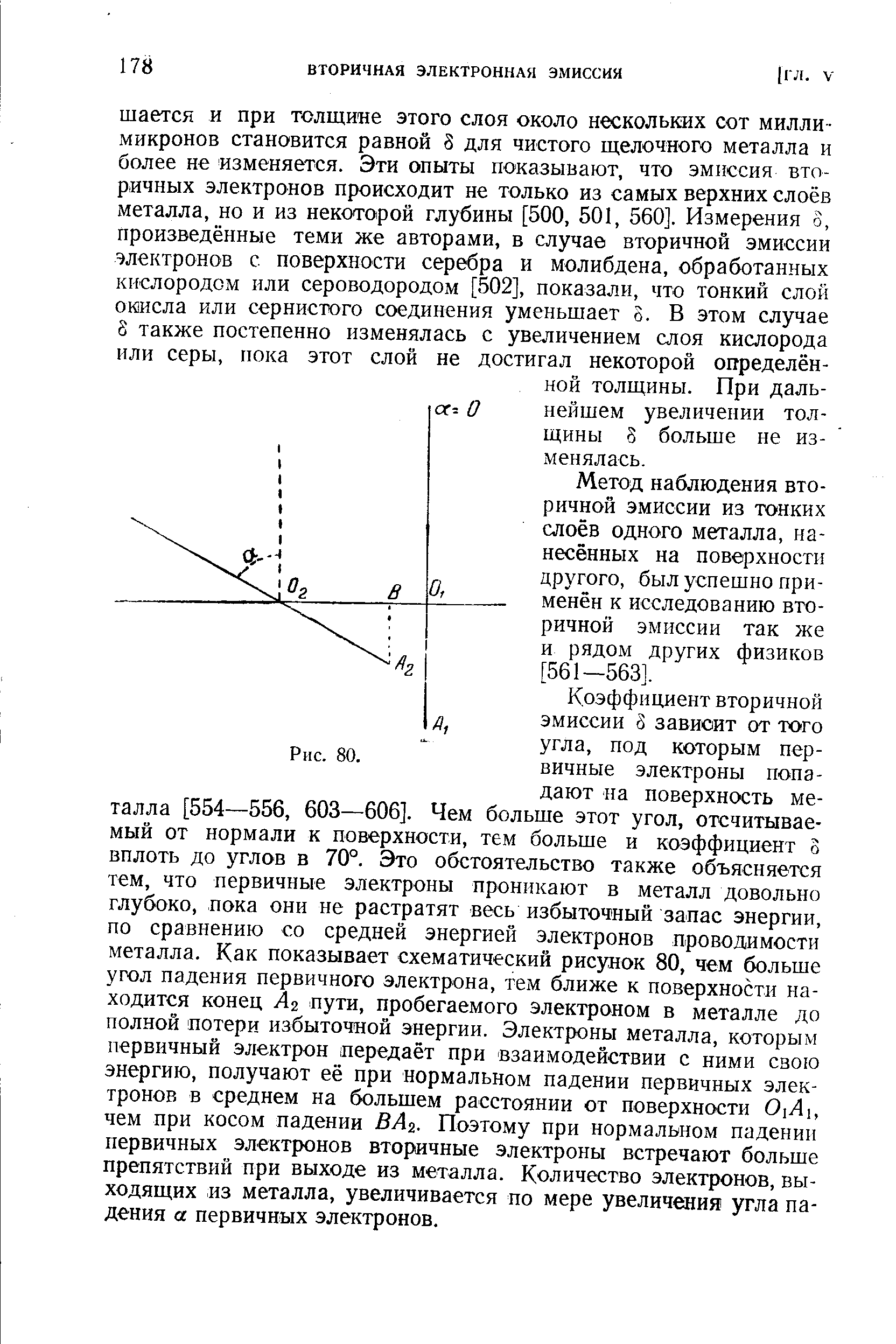 Метод наблюдения вторичной эмиссии из тонких слоёв одного металла, нанесённых на поверхности другого, был успешно применён к исследованию вторичной эмиссии так же и рядом других физиков [561—563].