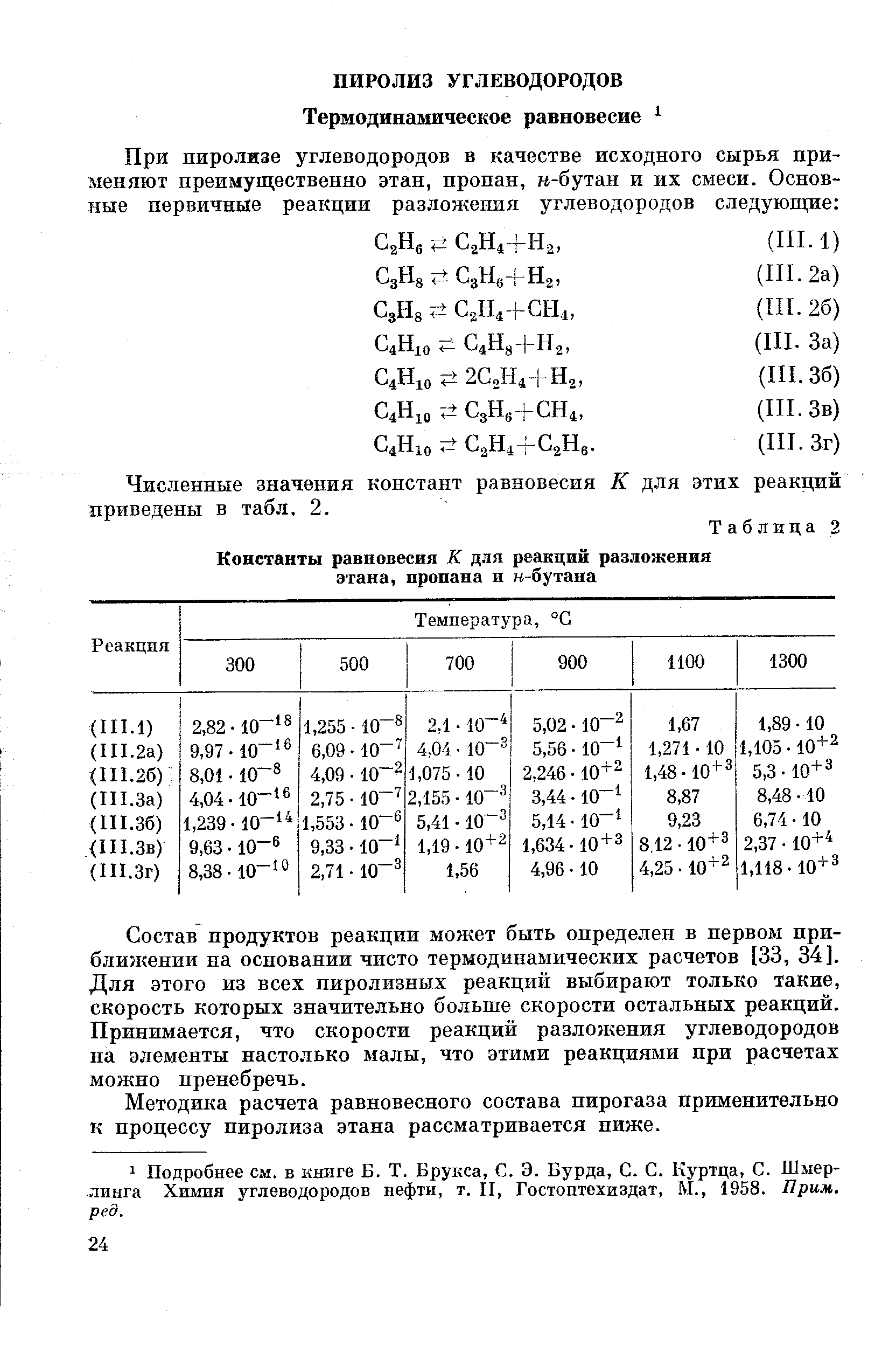 Численные значения констант равновесия К для этих реакций приведены в табл. 2.