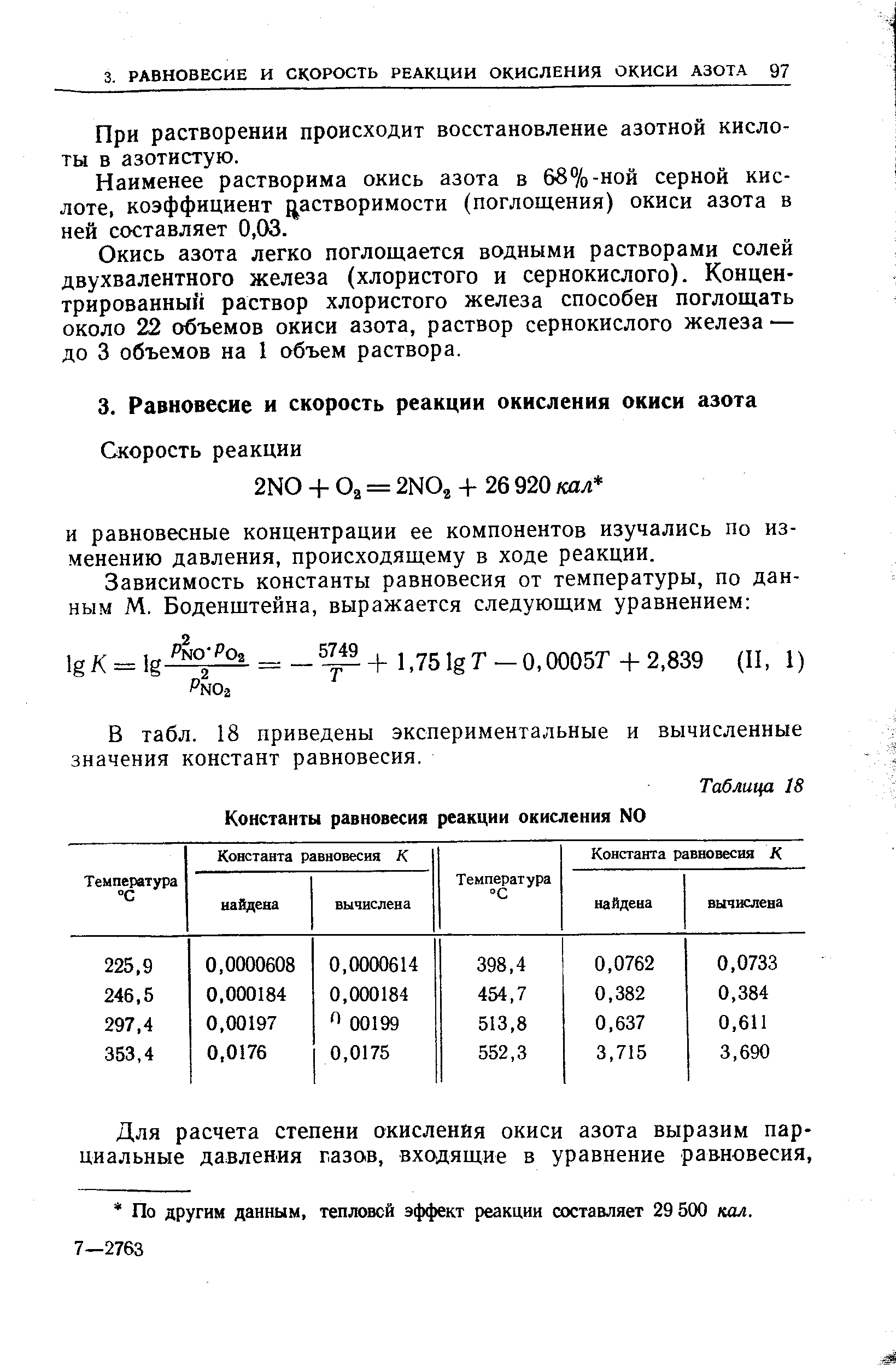 В табл. 18 приведены экспериментальные и вычисленные значения констант равновесия.