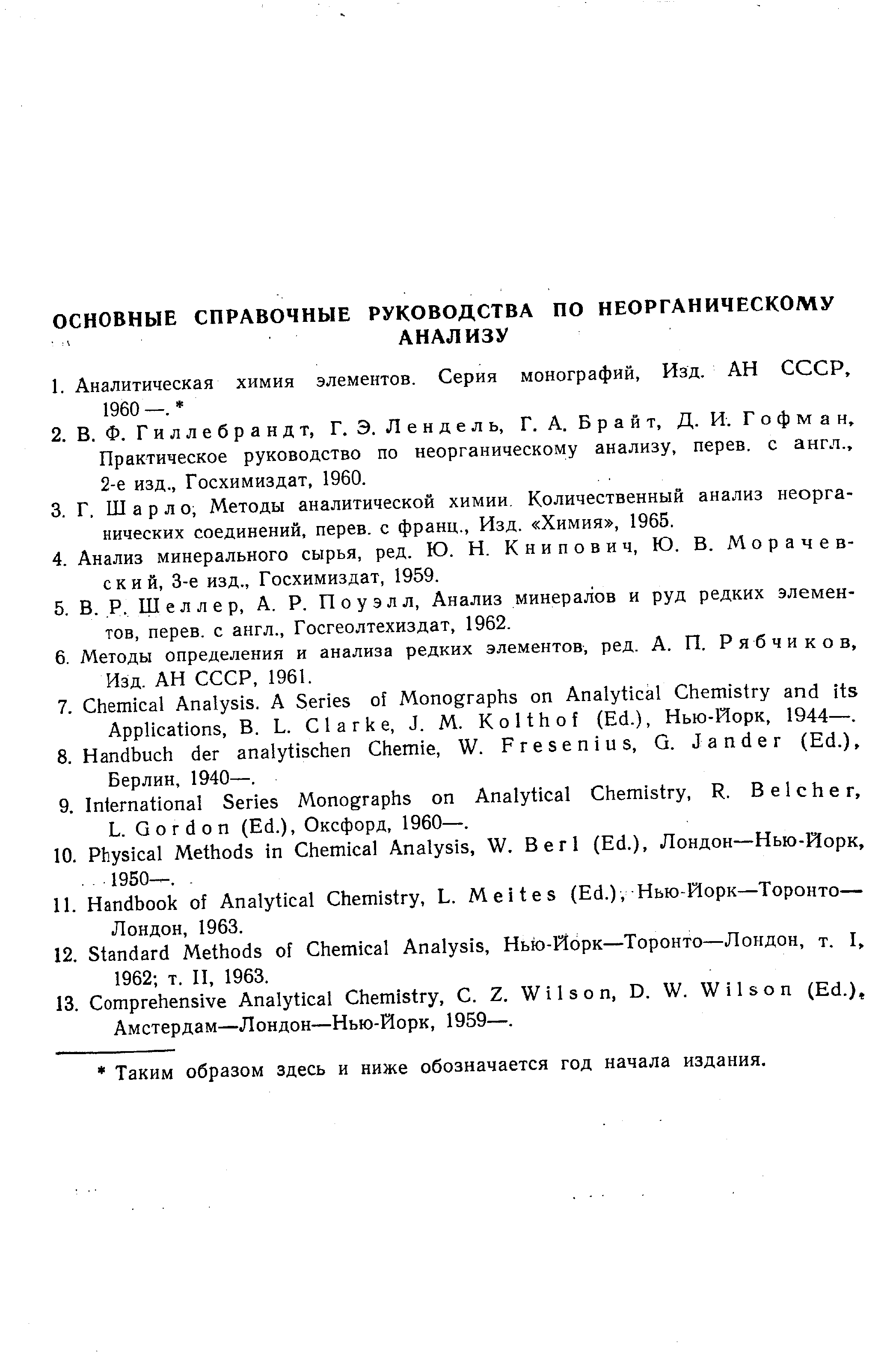 Практическое руководство по неорганическому анализу, перев. с англ., 2-е изд., Госхимиздат, 1960.