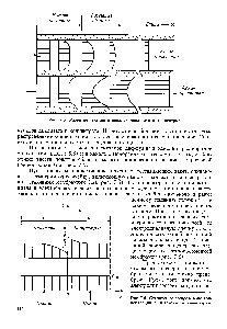 Рис. 7.5. <a href="/info/1440150">Развитие течения</a> в каналах диализата и концентрата