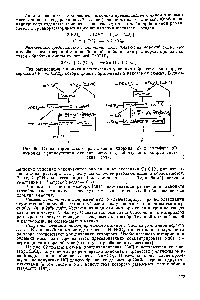Рис. 60. Схема термического разложения хлорида (а) и сульфата (б) аммония в <a href="/info/62995">присутствии окислов</a> металлов, образующих пиролитические соли.