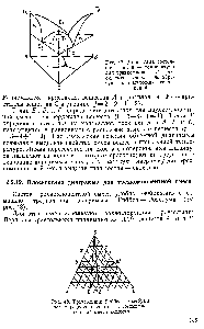 Рис. 48. Треугольник Гиббса—Розебума для определения состава в <a href="/info/1093419">трехкомпонентной смеси</a> веществ