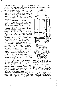 Рис. IV. 61. Реактор типа эрлифта с <a href="/info/786979">циркуляционным контуром</a> для одноступенчатого жидкофазного окисления 