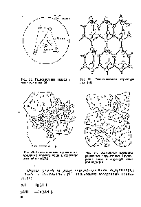 Рис. 23. <a href="/info/357914">Схема положения</a> роев и <a href="/info/594177">мономерных молекул</a> воды в <a href="/info/56093">структуре жидкой</a> воды [26]