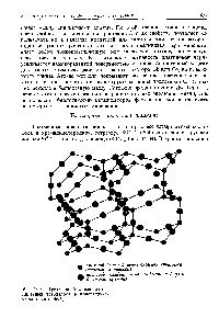 Рис. 14-34. <a href="/info/1715248">Трехмерный каркас</a> из силикатных тетраэдров в кристаллическом кварце, ЗЮз.